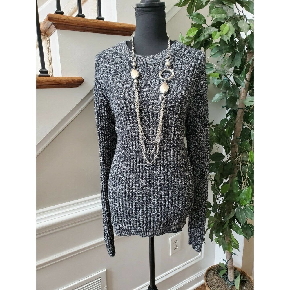 CH. Women's Gray 100% Acrylic Crew Neck Long Sleeve Cozy Warm Sweater
